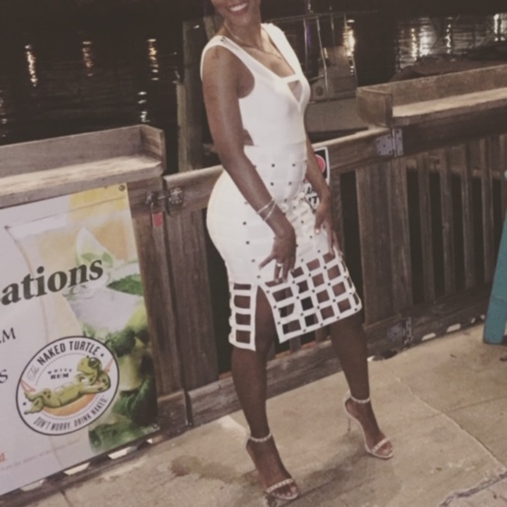 WHITE STUDDED DRESS (BEBE COLLECTION)